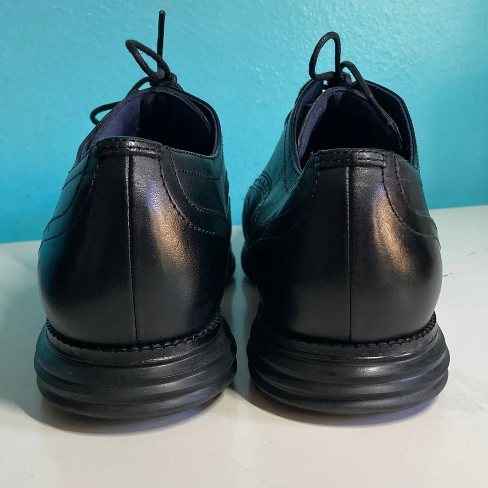 Mens Size 11.5 Cole Haan Black Leather Lace Up Dress Shoes Wingtip Oxfords